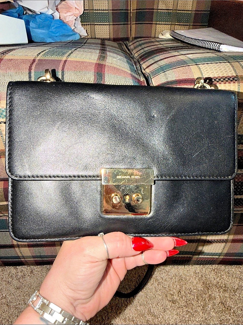 Michael Kors Black Leather-Look Shoulder Bag